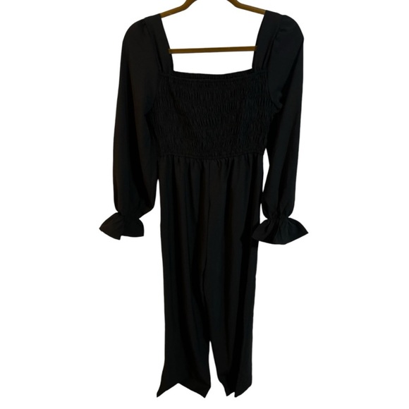Black Ruffled Sleeve Jumpsuit - Picture 1 of 6